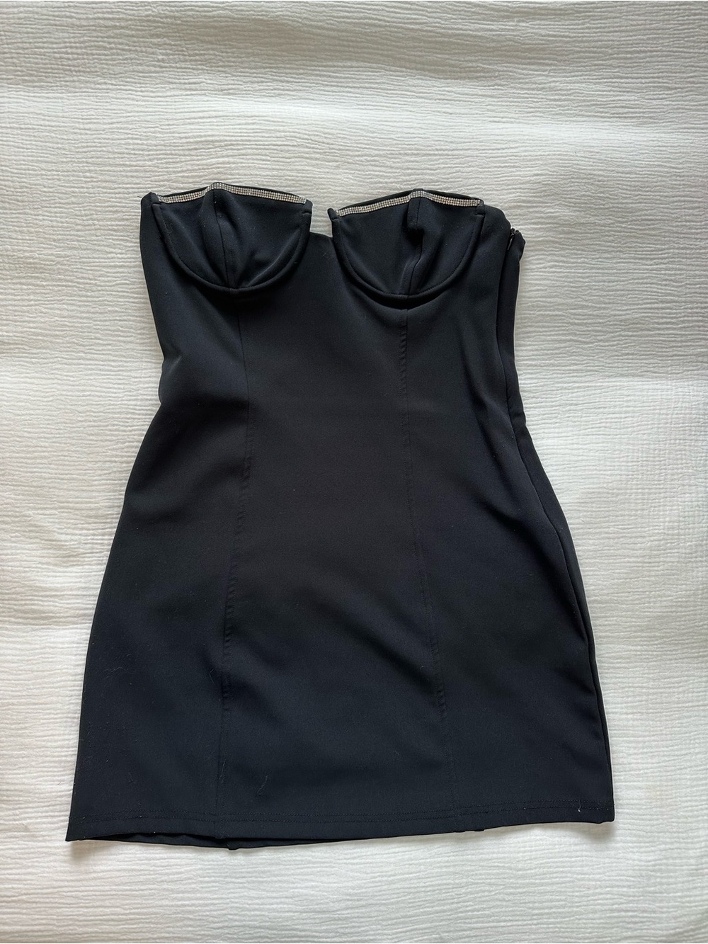 L.A. Hearts Strapless Black Mini Dress with Crystalline Neckline